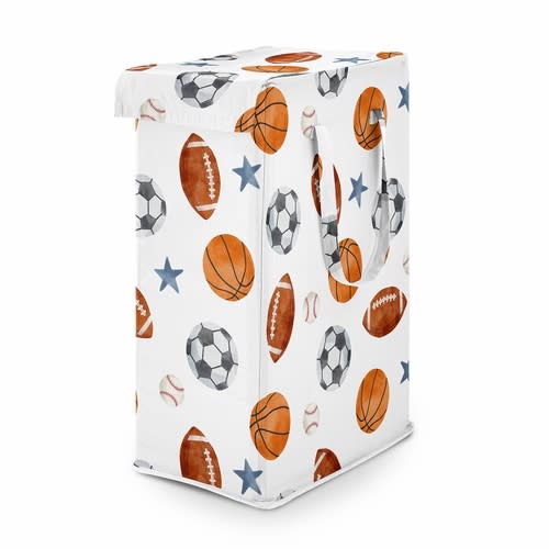 Watercolor Sports Theme Laundry Hamper with Handles