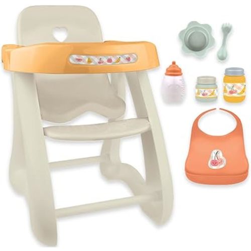 JC Toys - for Keeps Playtime! | Baby Doll High Chair | Fits Dolls up to 17" | Sturdy High Chair and Play Accessories | Ages 2| Earth Tone Colors