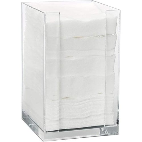 ForPro Square Pad Dispenser - Clear, Acrylic, Open Sides and Top Dispenser - Fits 4” x 4” Cotton Pads - 7” H x 4.25” W x 4.25” L