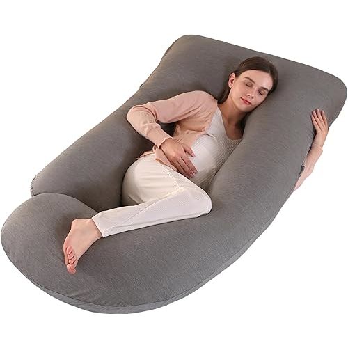 Pregnancy Pillow, Full Body Maternity Pillow 57 inch, with Removable Washable Cover - Sleep Support for Legs, Back, Neck, Shoulder, HIPS, Belly for Pregnent Women (Cooling Cover)
