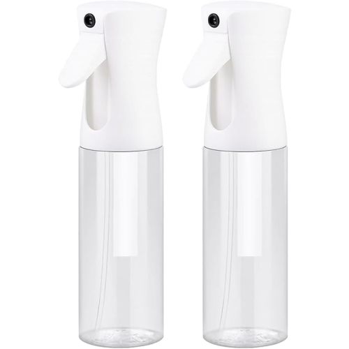 VIGOR PATH Continuous Spray Bottle with Ultra Fine Mist - Versatile Water Sprayer for Hair, Home Cleaning, Salons, Plants, Aromatherapy, and More - Empty Hair Spray Bottle (Clear - 10oz - 2pack)