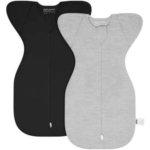 MEXXI Swaddle Baby Sleep Sack With Arms Up, 2 Pack Baby Transitional Swaddle with Double Zipper,0.5 TOG