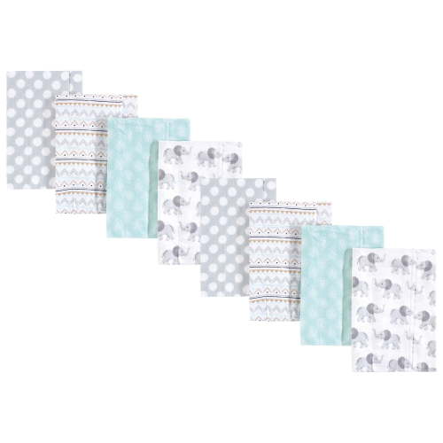 Hudson Baby Cotton Poly Flannel Burp Cloths 8-Pack