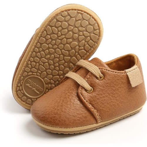 RVROVIC Baby Boys Girls Anti-Slip Sneakers Soft Ankle Boots Toddler First Walkers Newborn Crib Shoes - 6-12 Months Infant - 1-brown