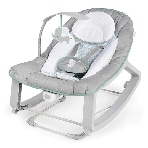 Ingenuity Keep Cozy 3-in-1 Grow with Me Vibrating Baby Bouncer, Seat & Infant to Toddler Rocker, Vibrations & -Toy Bar, 0-30 Months Up to 40 lbs (Weaver) - 1 Count (Pack of 1)