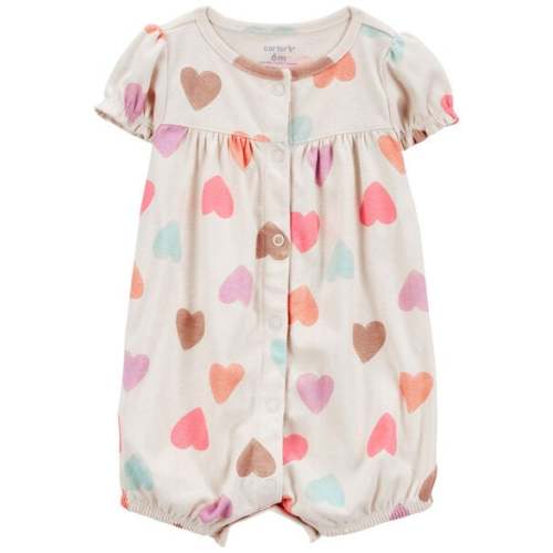Baby Heart Print Ribbed Short-Sleeve Romper - Carter's | Carter's