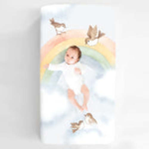 Rainbows and Birds crib sheet by Rookie Humans
