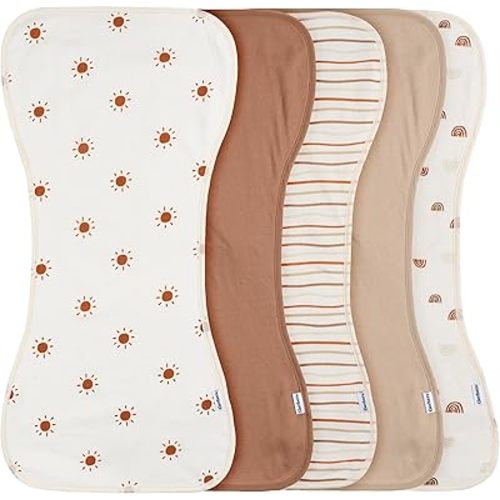 Gerber Baby Unisex Burp Cloths 5-Pack, Rust Tan, Size 10.5" x 21"