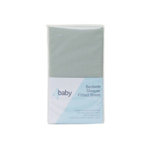 4Baby Bedside Sleeper Fitted Sheet Percale Sage 2 Pack