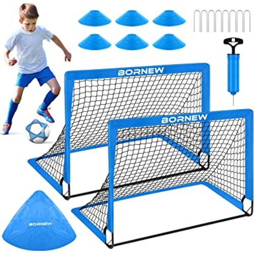 Kids Soccer Goal for Backyard Set - 2 Toddler Soccer Nets Training Equipment, Soccer Ball, Pop Up Portable Soccer Set for Kids and Youth Games and Training Goals - Size 4' x 3'…