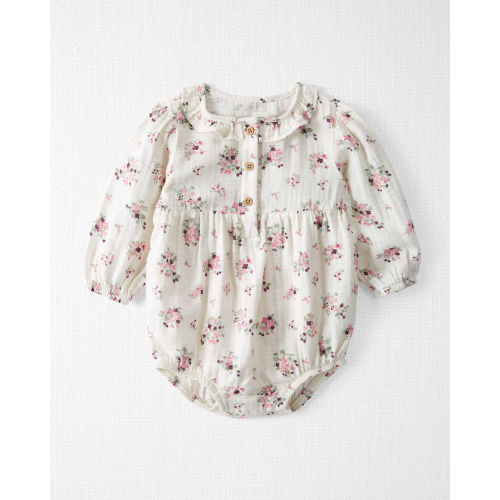 Baby Organic Cotton Gauze Ruffle Bubble in Wildberry Bouquet