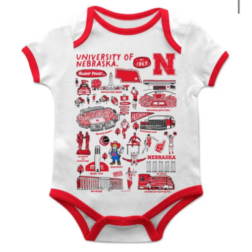 Vive La Fete Nebraska Cornhuskers Baby White Impressions One Piece