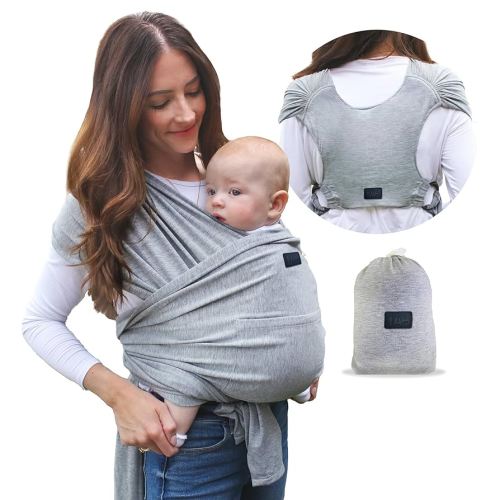 Versatile Gray & Black Baby Carrier Wrap: Comfortable, Soft & Supportive, Adjustable Ring Sling for Mom & Dad, Ideal for Baby Registry, Newborn to Toddler, Baby Shower