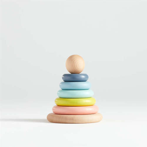 Small Rainbow Wooden Baby Stacking Ring
