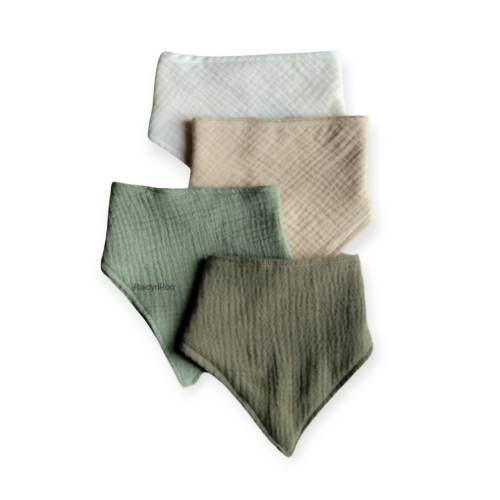 Muslin Baby Bandana Bibs: Set of 4 Cotton Gauze Dribble Bibs