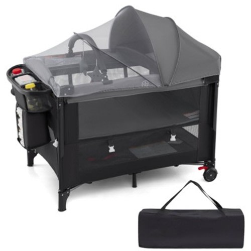 Infans Baby Bassinet Bedside Crib w/Changing Table Mattress Detachable Canopy Basket
