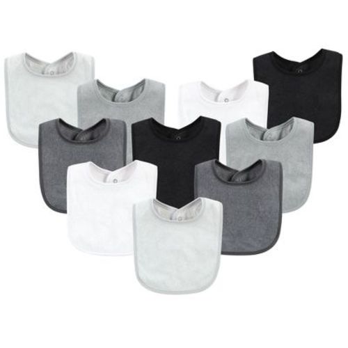 Hudson Baby Unisex Baby Rayon From Bamboo Bib With Waterproof Lining 10pk, Gray White, One Size