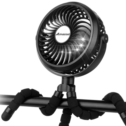 Amazon.com: AMACOOL Battery Operated Stroller Fan Flexible Tripod Clip On Fan with 3 Speeds and Rotatable Handheld Personal Fan for Car Seat Crib Bike Treadmill (Black) : Baby