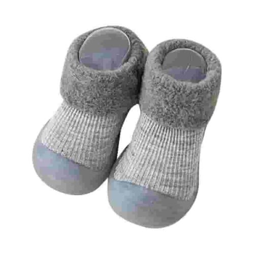 Povozer Baby Sock Shoes Baby Walking Shoes Non-Slip Breathable Slippers with Soft Rubber Sole Baby Boys Girls Sneakers(Gray,12-18 Months)