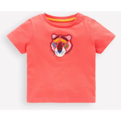 Logo Interest T-Shirt-Hot Coral Tiger