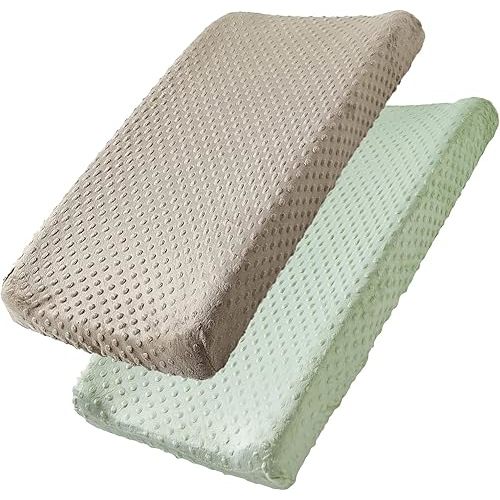 Changing Pad Cover, 2 Pack Soft Changing Table Sheets for Baby Boy and Girl, Diaper Changing Table Cover Fit 32"/34'' x 16" Pad (Green + Tidal Foam)
