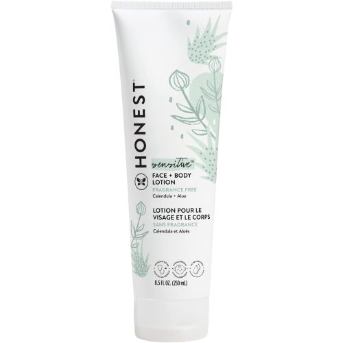 The Honest Company Hydrating Face + Body Lotion | Fast Absorbing, Naturally Derived, Hypoallergenic | Fragrance Free Sensitive, 8.5 fl oz