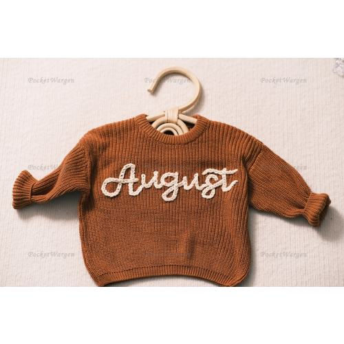 Bespoke Baby jumper: Hand-Embroidered Name & Monogram - A Treasured Gift from Auntie to Your Little One