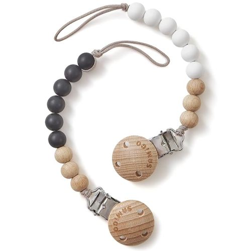 SAMiGO Silicone Pacifier Clips Holders Paci Binky Clips for Baby Boys and Girls - 2 Pack - Chic