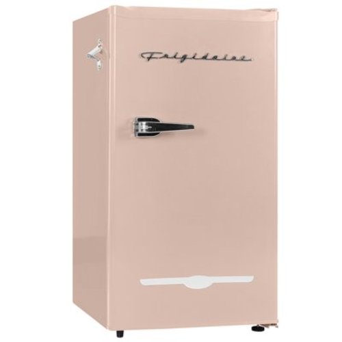 Frigidaire 3.2 Cu ft Retro Mini Refrigerator with Glass Door, Small Freezer & Side Bottle Opener, EFR376, Coral