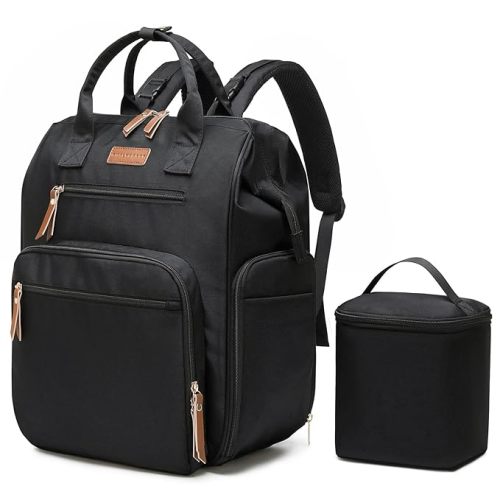 Extra Large Breast Pump Bag with Cooler Bag | Fit for Spectra S1 S2 Momcozy Medela | Pumping Bags for Work Moms | Dual-Deck Design & Convertible | Diaper Backpack for Travel, Black