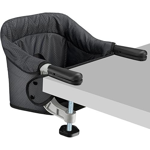 Hook On Chair, Safe and High Load Design, Fold-Flat Storage and Tight Fixing Clip on Table High Chair, Removable Seat Cushion, Attach to Fast Table Chair (Black)