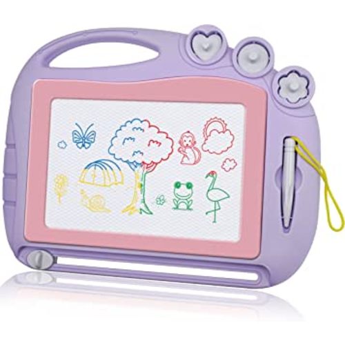 AiTuiTui Magnetic Drawing Board Toddler Toys for Girls Gifts, Erasable Sketch Writing Doodle Pad Travel Games for Kids in Car, Early Education Learning Skill Development Toys for Kids Toddlers Purple