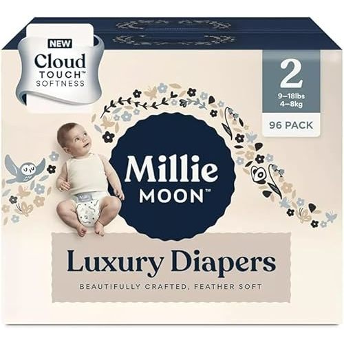 Non-Chemical Diapers Sizes 1-6 (Size 2-96 Diapers (9lbs-18lbs)), White