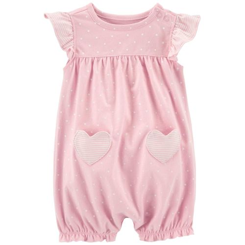 Baby Heart Snap-Up Romper - 9M - Pink