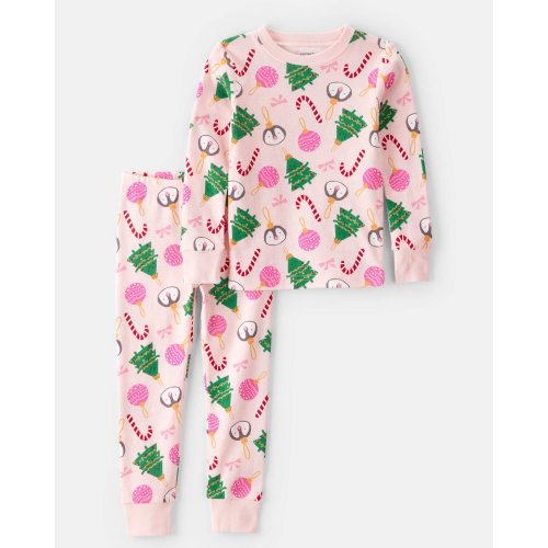 Toddler Pink Ornaments 100% Cotton Long-Sleeve Snug Fit 2-Piece Pajamas - Pink - Carter's | Carter's