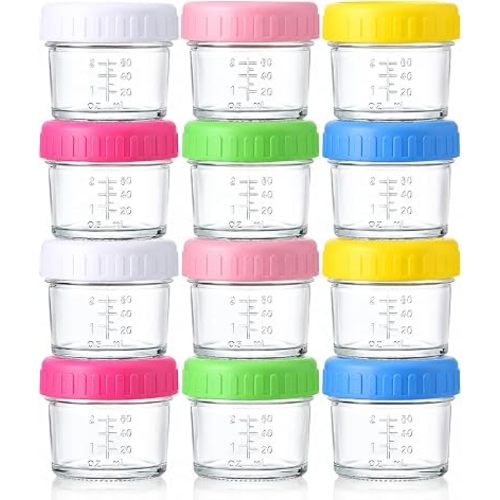 12pk 4oz Glass Baby Food Containers with Lids, Leak-Proof