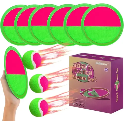 Outside Toys for Kids Ages 4-8 - Toss and Catch Ball Set, Kids Outdoor Games Yard Games for Kids and Adults with 6 Paddles and 3 Balls Toys for 3 4 5 6 7 8 Year Old Boys Girls Birthday