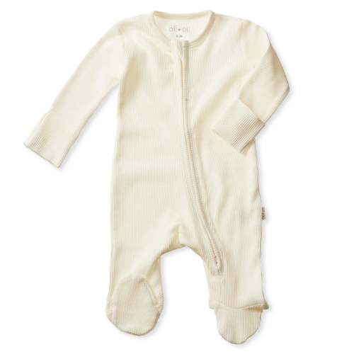 Organic Cotton Baby Footie Waffle 2-way Zipper (Ivory) – Ali+Oli