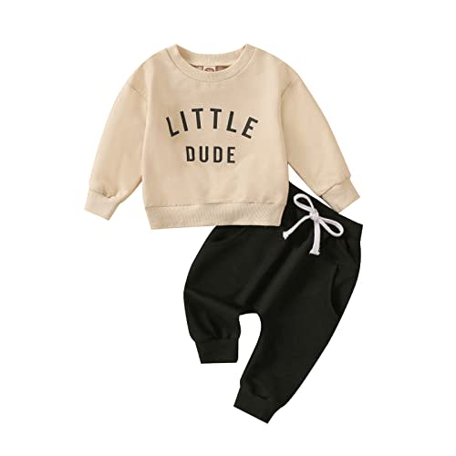 Newborn Baby Boy Fall Clothes Long Sleeve Round Neck Letter Print Sweatshirt Top Long Pants Cute Toddler Winter Outfits