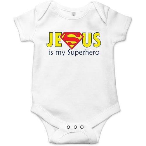 Jesus Is My Superhero Christian Baptism Religious Baby Onesie, Infant Bodysuit