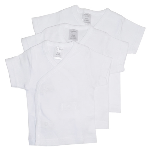 Bambini 3-Pack White Side Snap Short Sleeve Infant T-Shirt for Newborns, Unisex