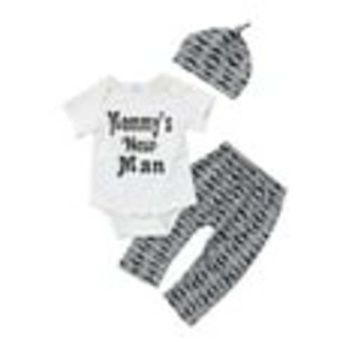 3Pcs Newborn Baby Boy Romper Bodysuit Long Pants Leggings Hat Outfits Clothes