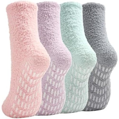 Slipper Socks for Women Men Grip Hospital Socks with Grips Fuzzy Non Slip Warm Womens Gifts
