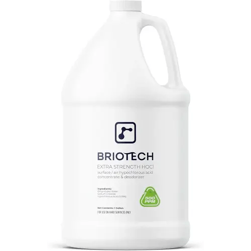 BRIOTECH Extra Strength HOCl Cleaner, 500 PPM Hypochlorous Acid Concentrate, ULV Foggers & Humidifiers, Professional Deodorizer for Dental, Offices, Schools, Homes, Peroxide Free, 1 Gallon