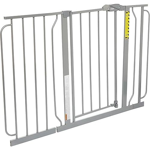 Regalo Easy Step 49-Inch Extra Wide Baby Gate, Includes 4-Inch and 12-Inch Extension Kit, 4 Pack of Pressure Mount Kit and 4 Pack of Wall Mount Kit, Platinum - Total Pack of 1