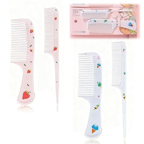 4Pcs Baby Comb,Kids Hairs Brush Set for Girls Boys,Toddler Hair Comb,Cute Hair Comb Set Fine-tooth Comb & Rat-Tail Comb,Suitable for Women Girls Children and All Hair Types (Style A)
