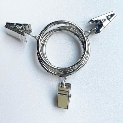 40 Pack Curtain Rings with Clips, Drapery Clips with Rings, Drapes Rings 1.26 in Interior Diameter, Fits up to 1 Inch Curtain Rod, Silver