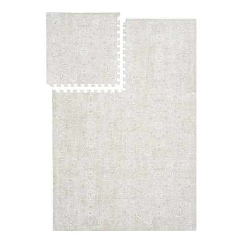 Premium Exercise & Baby Foam Play Mats - Stylish & Large Non-Toxic Odorless Floor Mat - 6 Tiles - Spacious 6ft x 4ft - Peel-Resistant Reinforced - Soft Thick, Waterproof - Pearl Beige