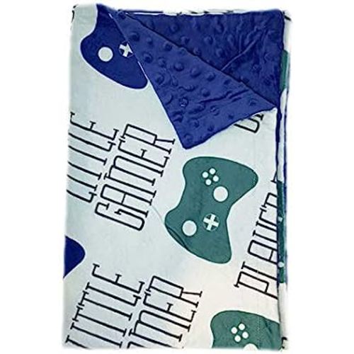 Baby Little Video Gamer Game Remote Minky Receiving Blanket Super Soft Swaddle Gift Noob Player 3 Double Layer Dotted Back 30 x 40 Inch