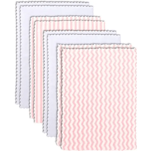 BAMBOO QUEEN 8 Pack Super Soft Baby Burp Cloths, Ultra Absorbent Large Newborn Burping Cloth, Milk Spit Up Rags, Pink and White, 16 x 12 Inch